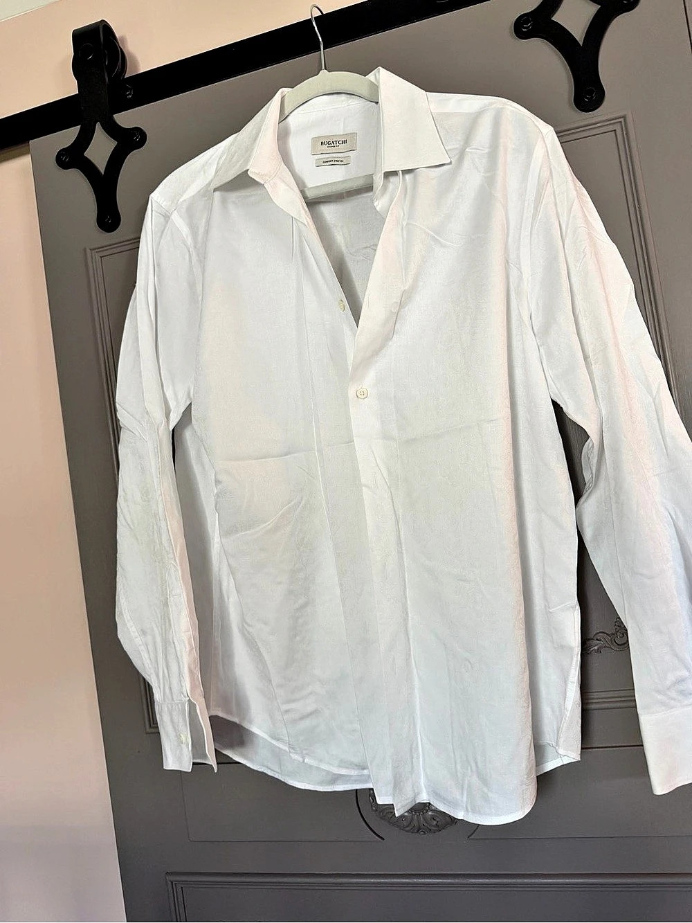 Bugatchi Comfort Stretch Shaped Fit White Shirt